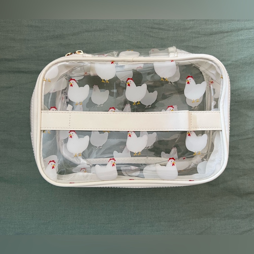 Clear Chicken Print Cosmetic Bag